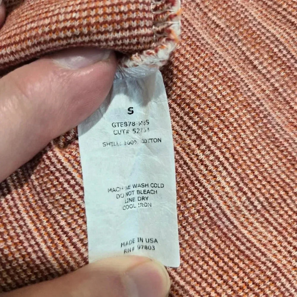 Green Envelope Pink and Peach Striped Top Raw Hem Women's S Boho Baha Drug Rug - Picture 6 of 8